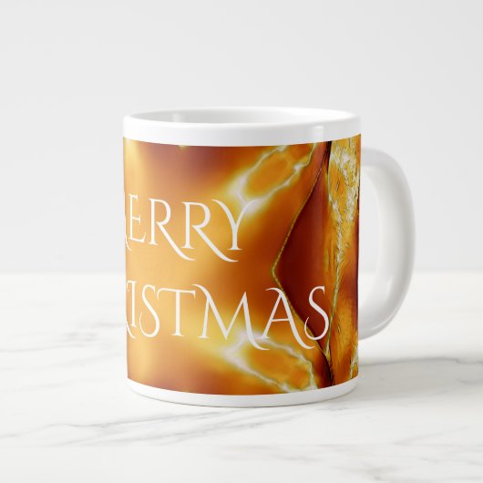 Merry kerst Copper Gold Shiny Star Grote Koffiekop (Voorkant rechts)