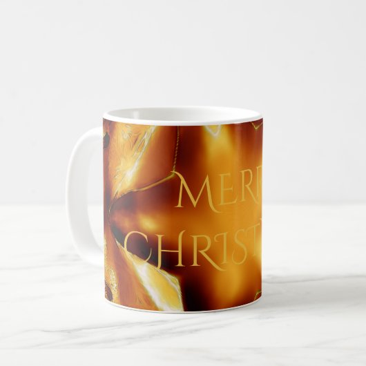 Merry kerst Copper Gold Shiny Star Koffiemok (Voorkant links)