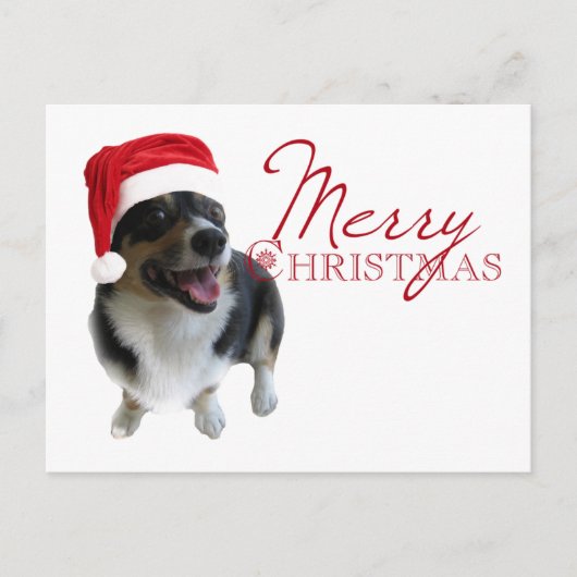 Merry kerst Corgi Santa Feestdagenkaart (Voorkant)