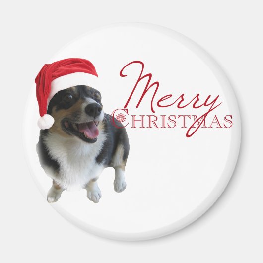 Merry kerst Corgi Santa Magneet (Voorkant)