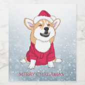 Merry kerst Corgi Wijn Etiket (Enkel label)