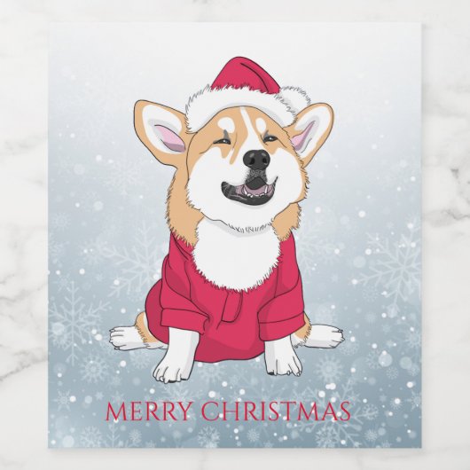 Merry kerst Corgi Wijn Etiket (Enkel label)