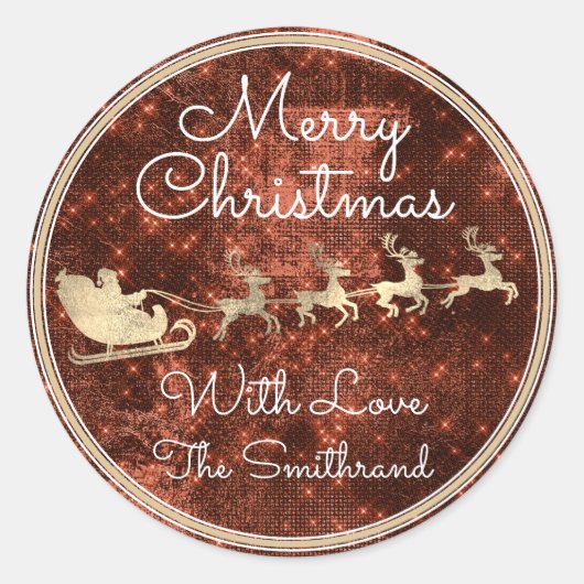 Merry kerst Cottage Santa Reindeer Spark Ronde Sticker (Voorkant)