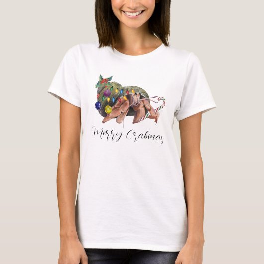 Merry kerst Crabmas Hermit Crab Crustacean T-shirt (Voorkant)