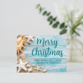 Merry kerst Cute Beach Company Seashell Custom Briefkaart (Staand voorkant)