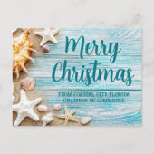 Merry kerst Cute Beach Company Seashell Custom Briefkaart (Voorkant)