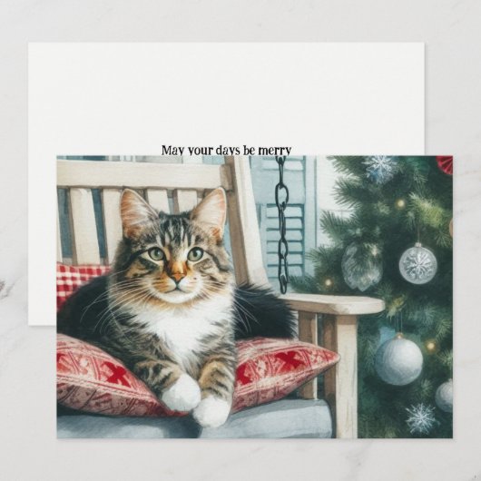 Merry kerst Cute Cat Feestdagenkaart (Voorkant / Achterkant)