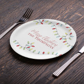 Merry kerst Cute Colorful String Lights Papieren Bordje