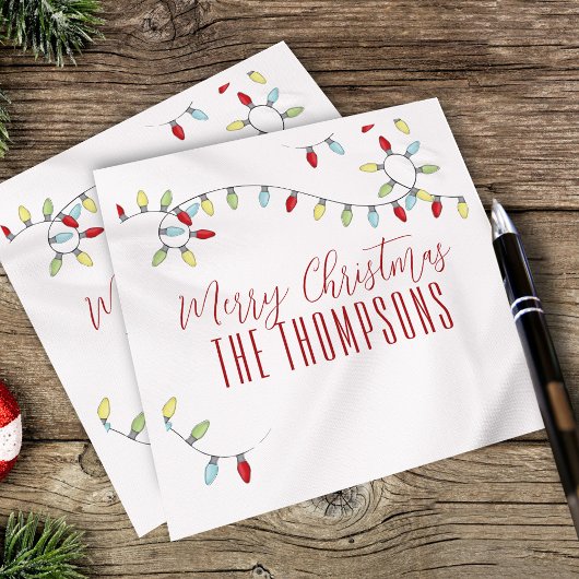 Merry kerst Cute Colorful String Lights Servet