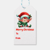 Merry kerst Cute Elf Cadeaulabel (Voorkant)