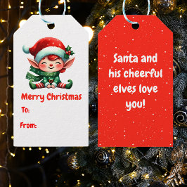 Merry kerst Cute Elf Cadeaulabel