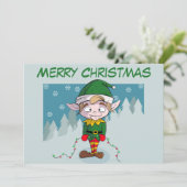 Merry kerst Cute Elf Feestdagenkaart (Staand voorkant)