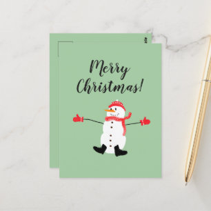 Merry kerst Cute Frosty Snowman Briefkaart