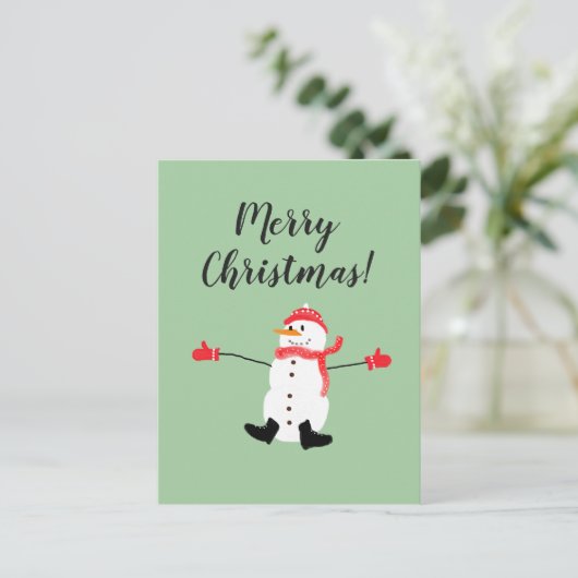 Merry kerst Cute Frosty Snowman Briefkaart (Staand voorkant)