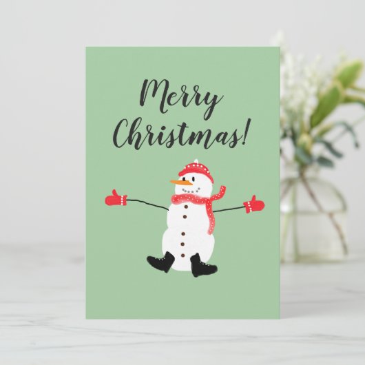 Merry kerst Cute Frosty Snowman Kaart (Staand voorkant)