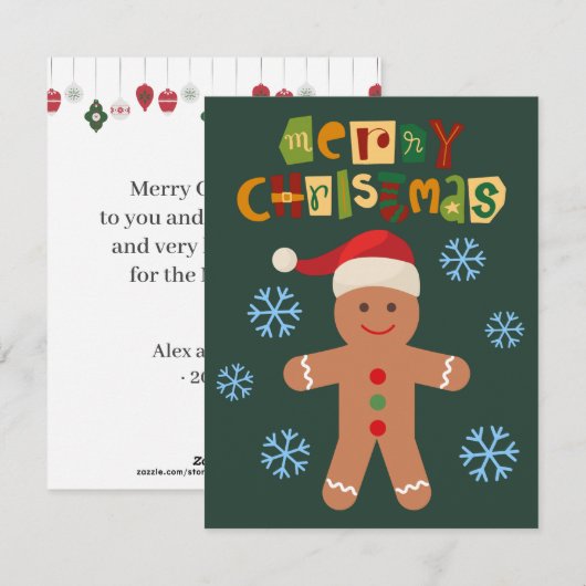 Merry kerst Cute GingerbrooMan Feestdagenkaart (Voorkant / Achterkant)
