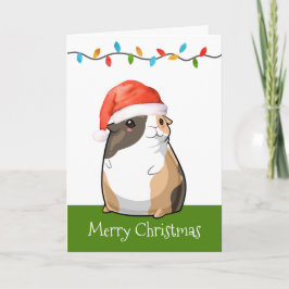 Merry kerst Cute Guinea Pig Santa Feestdagen Kaart