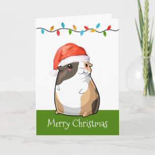 Merry kerst Cute Guinea Pig Santa Feestdagen Kaart