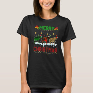 Merry kerst Cute Hyena Xmas Leopard Sant T-shirt