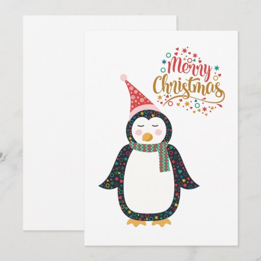 Merry kerst Cute Penguin Feestdagenkaart (Voorkant / Achterkant)
