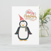 Merry kerst Cute Penguin Feestdagenkaart (Staand voorkant)
