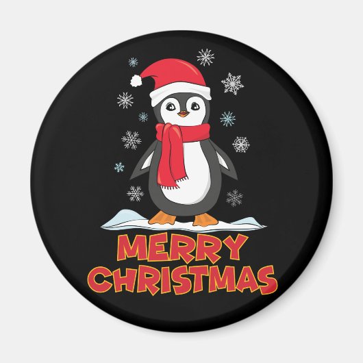 Merry kerst Cute Penguin Magneet (Voorkant)