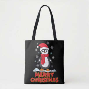 Merry kerst Cute Penguin Tote Bag