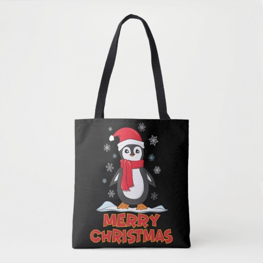 Merry kerst Cute Penguin Tote Bag (Voorkant)