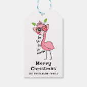 Merry kerst Cute Pink Girly Flamingo Modern Cadeaulabel (Voorkant)