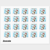 Merry kerst Cute Plump Snowman Vierkante Sticker (Vel)