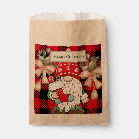 Merry kerst Cute Santa Red traditionele tartan Bedankzakje (Voorkant)