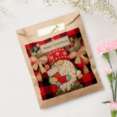 Merry kerst Cute Santa Red traditionele tartan Bedankzakje (Gezegeld)
