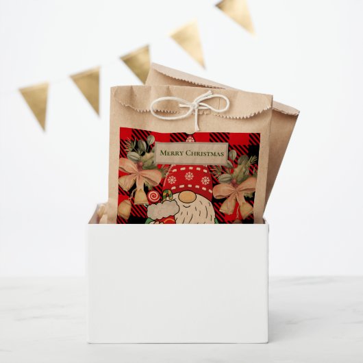 Merry kerst Cute Santa Red traditionele tartan Bedankzakje (Feest)