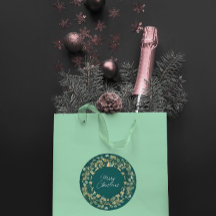 Merry kerst Deep Green Wreath Woodland Gold