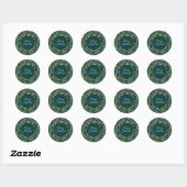 Merry kerst Deep Green Wreath Woodland Gold Ronde Sticker (Vel)