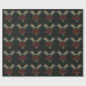 Merry kerst Deer Antlers Cadeaupapier (Vlak)