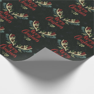 Merry kerst Deer Antlers Cadeaupapier