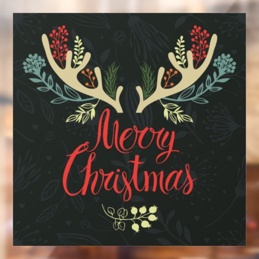 Merry kerst Deer Antlers Raamsticker (Vel 2)