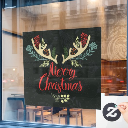 Merry kerst Deer Antlers Raamsticker (Cafe Raam)