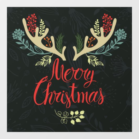 Merry kerst Deer Antlers Raamsticker (Vel)