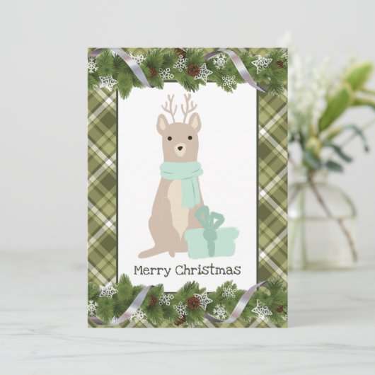 Merry kerst Deer Flat Wenskaart Kaart (Staand voorkant)
