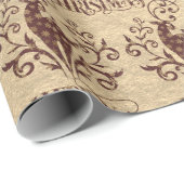 Merry kerst Deer Gold Donk Red Modern Cadeaupapier (Rol Hoek)