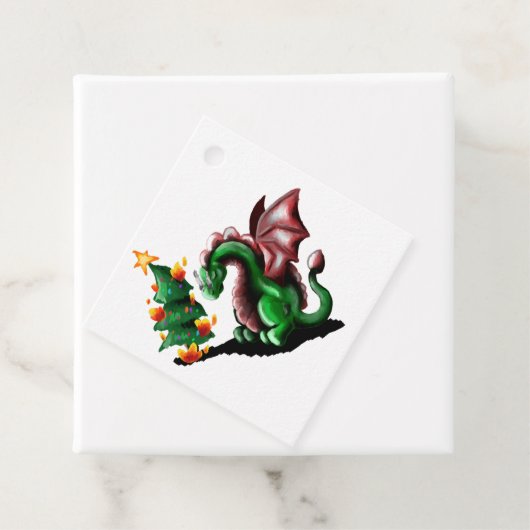 Merry kerst Dragon Bedankjes Labels (In situ)