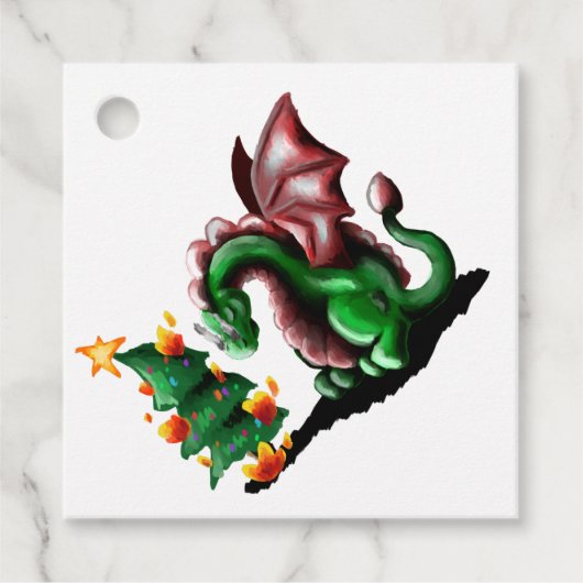 Merry kerst Dragon Bedankjes Labels (Voorkant)