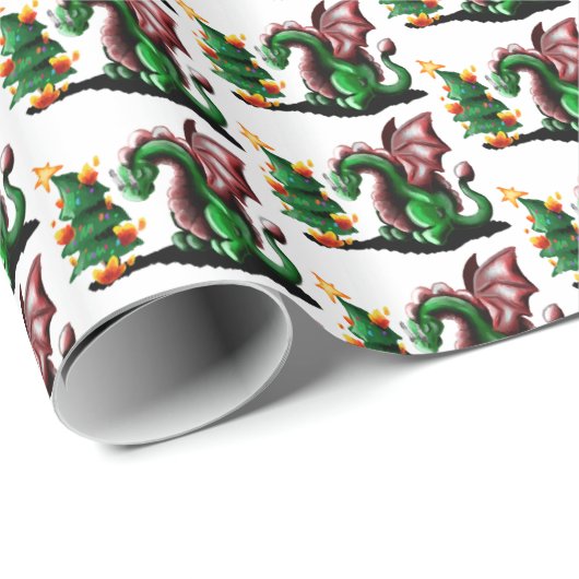 Merry kerst Dragon Cadeaupapier (Rol Hoek)