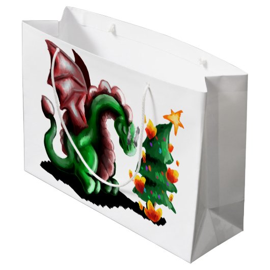 Merry kerst Dragon Groot Cadeauzakje (Achterkant Gekanteld)