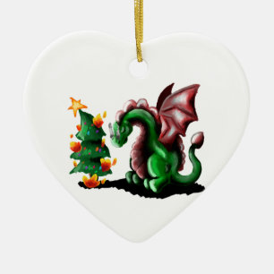 Merry kerst Dragon Keramisch Ornament