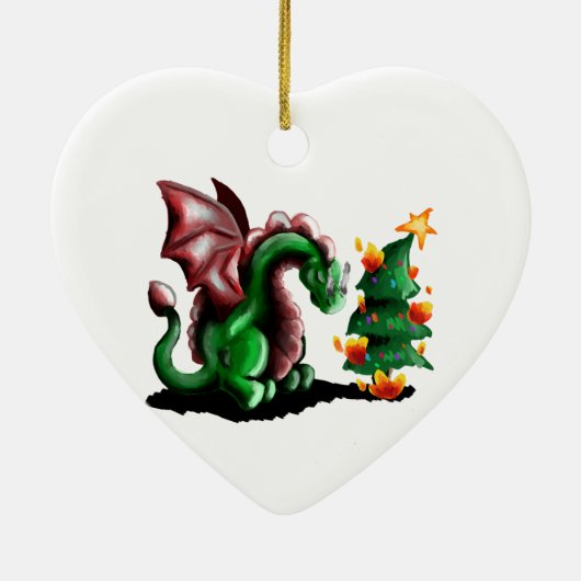 Merry kerst Dragon Keramisch Ornament (Achterkant)
