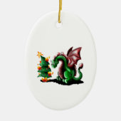 Merry kerst Dragon Keramisch Ornament (Voorkant)