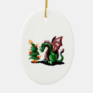 Merry kerst Dragon Keramisch Ornament